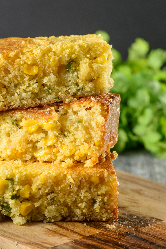 homemade spicy cornbread stacked up high