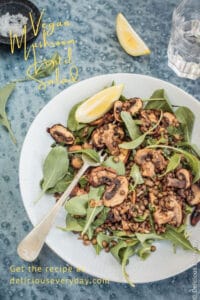Mushroom Lemon and Lentil Salad vegan
