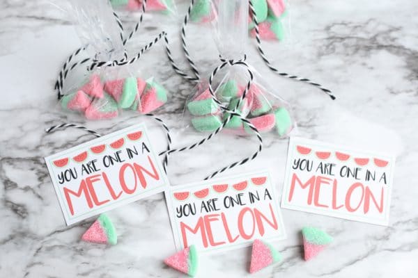 free printable valentines with watermelon candy