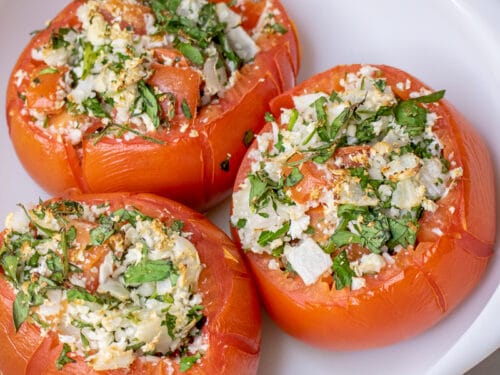 Baked Stuffed Tomatoes Vegan And Low Carb Delicious Everyday
