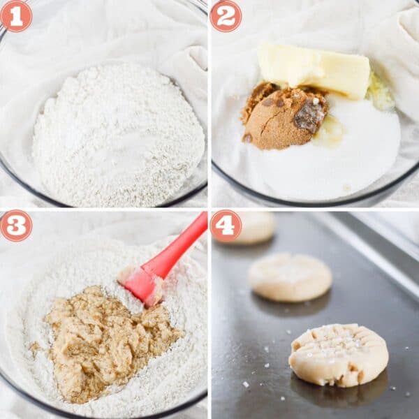 collage showing how to make vegan sugar cookies.