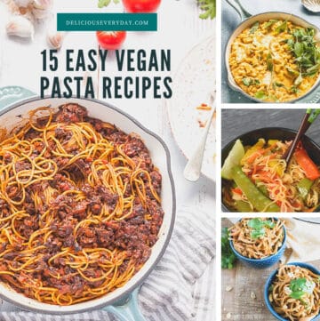 collage of vegan pasta recipes