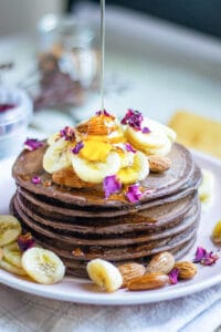 vegan chocolate banana pancakes