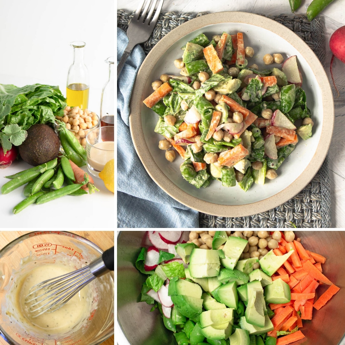 how to make vegan chickpea avocado salad collage