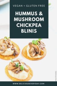 Chickpea Blini with Hummus and Mushrooms vegan gluten free