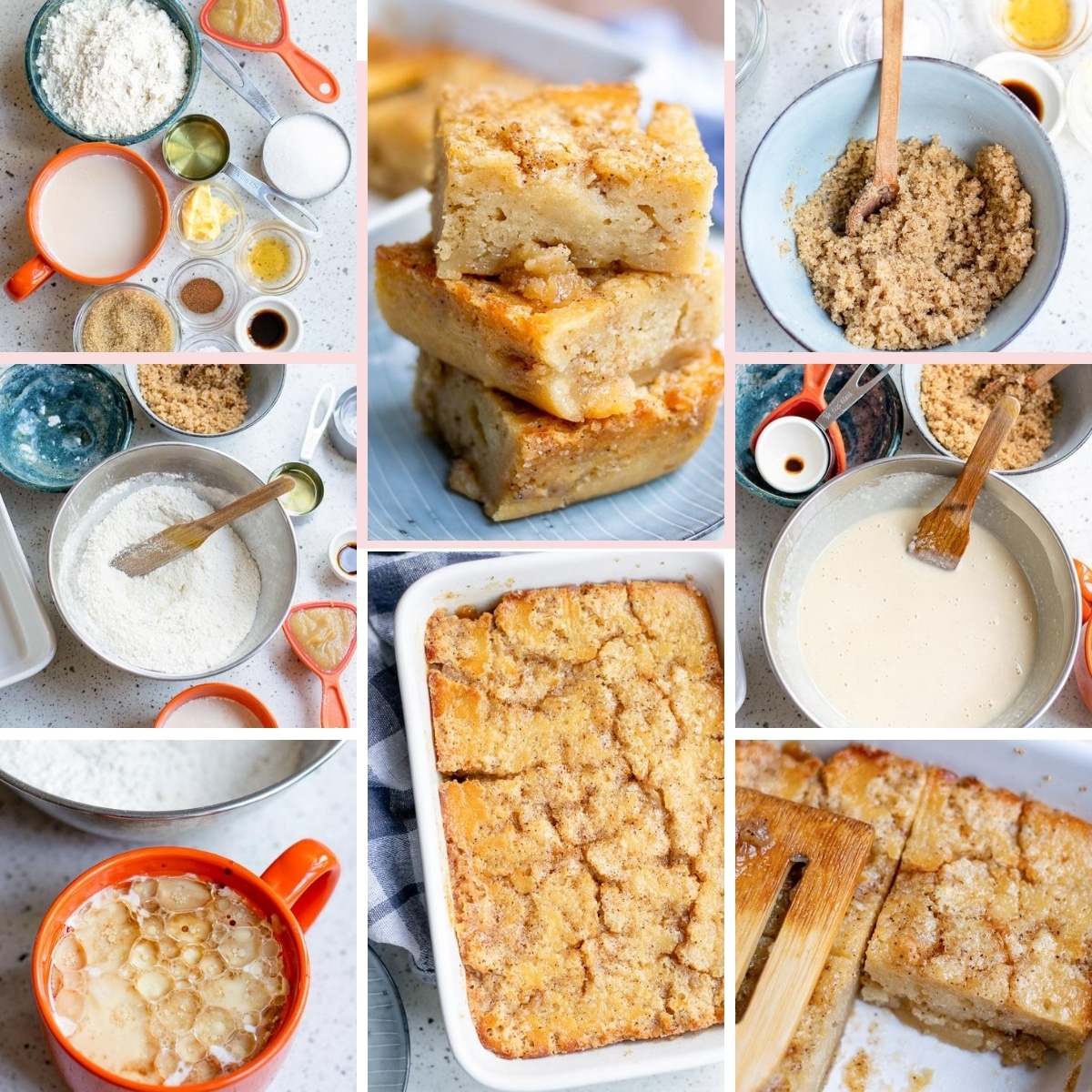 collage of images showing how to make a vegan coffee cake
