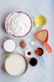 ingredients for a vegan red velvet cake