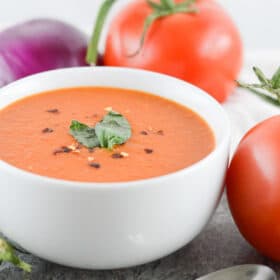 tomato soup being served