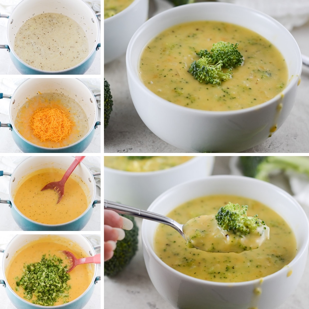 how to vegan broccoli cheese soup collage