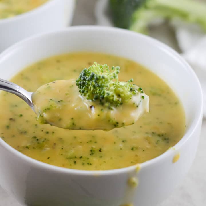 Vegan Broccoli Cheddar Cheese Soup | Delicious Everyday