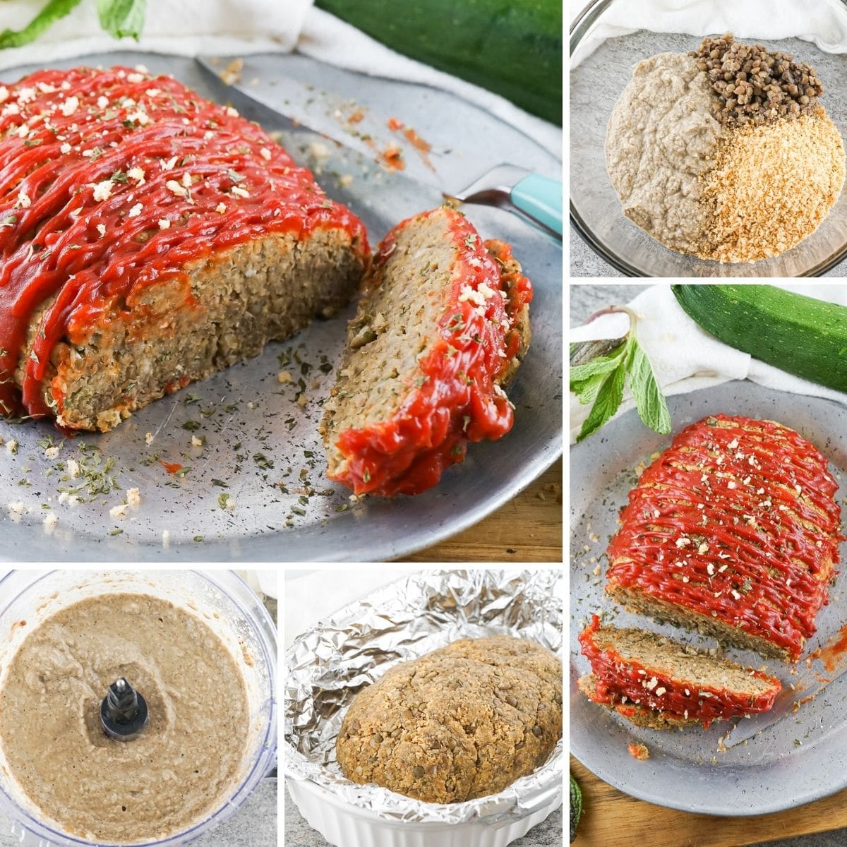 how to make vegan lentil loaf collage