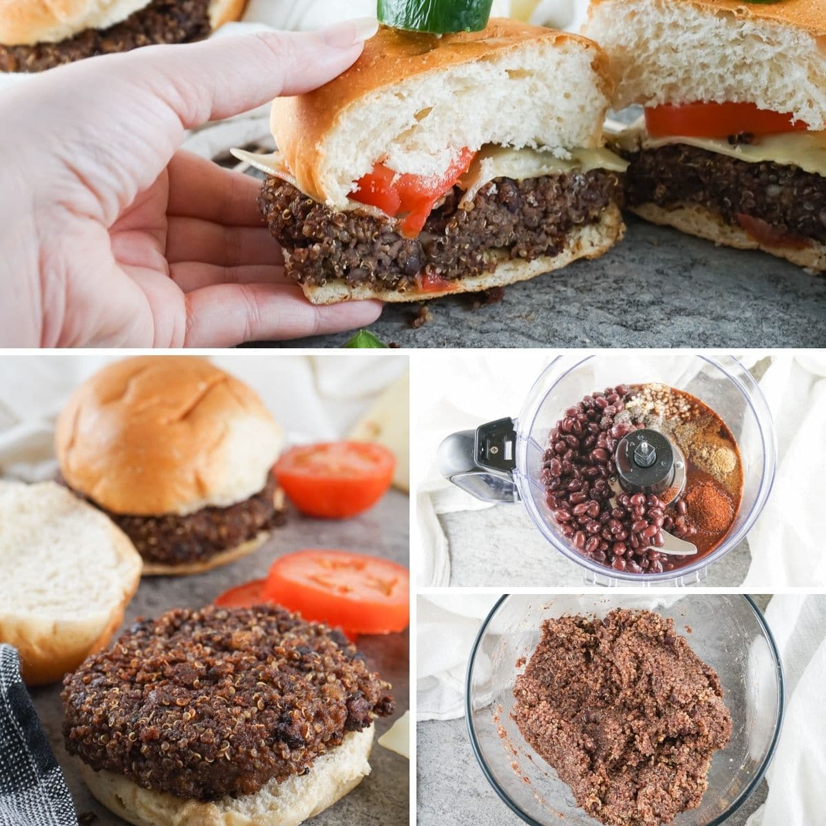 how to make Black Bean Quinoa Burger collage
