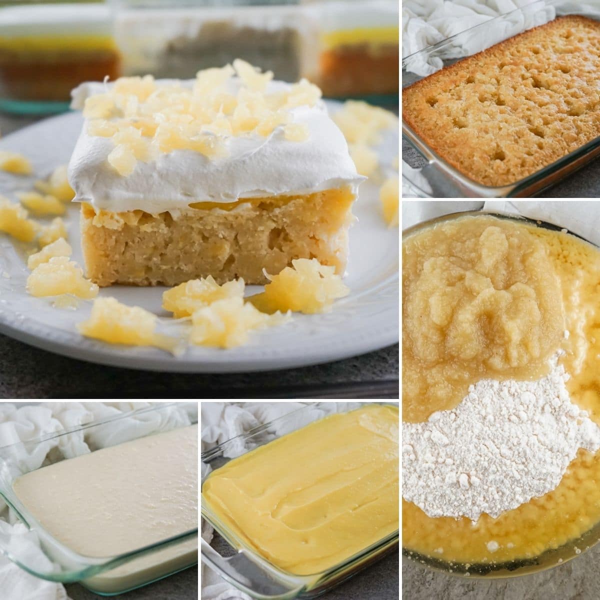 how to make Pineapple Poke Cake collage