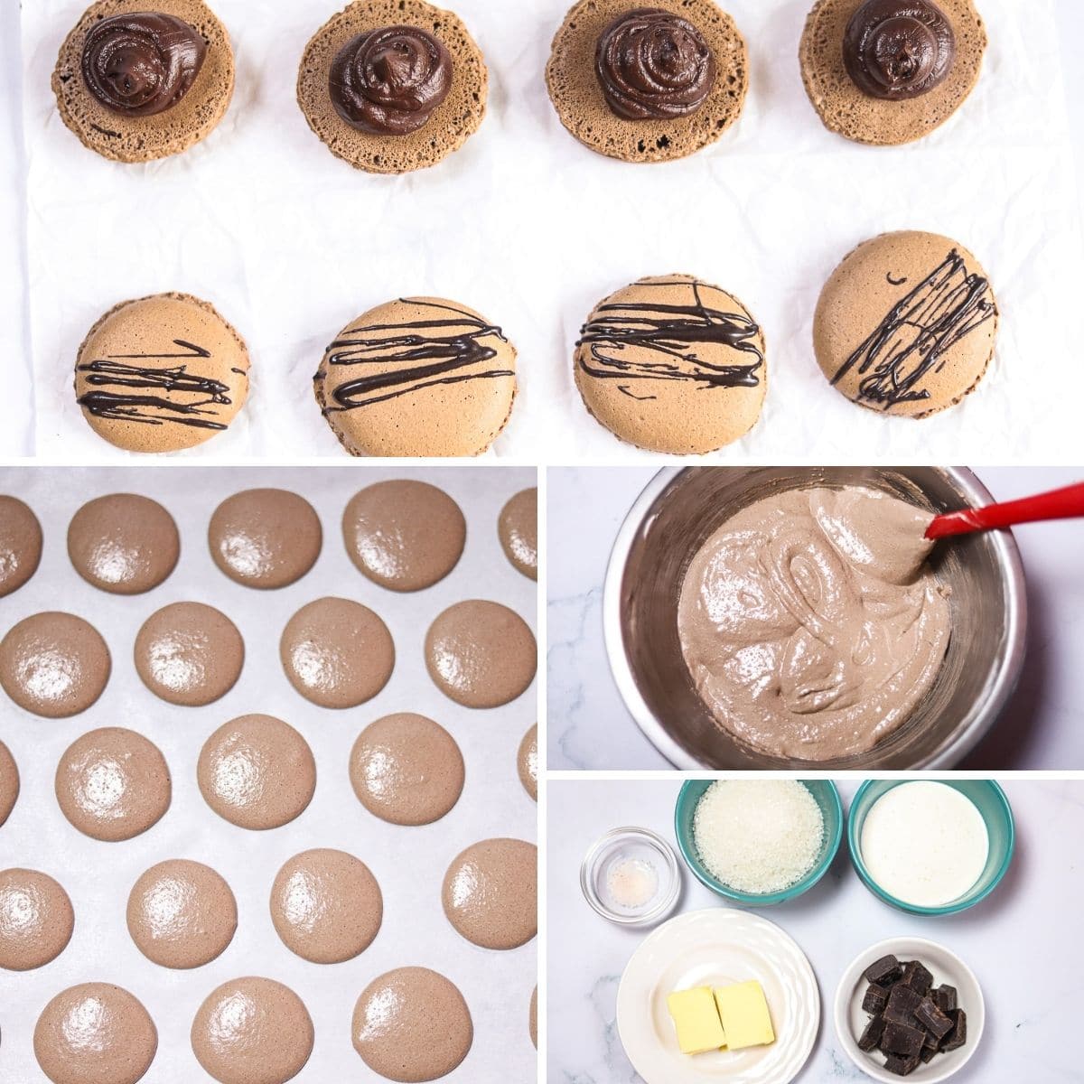 how to make chocolate macarons collage