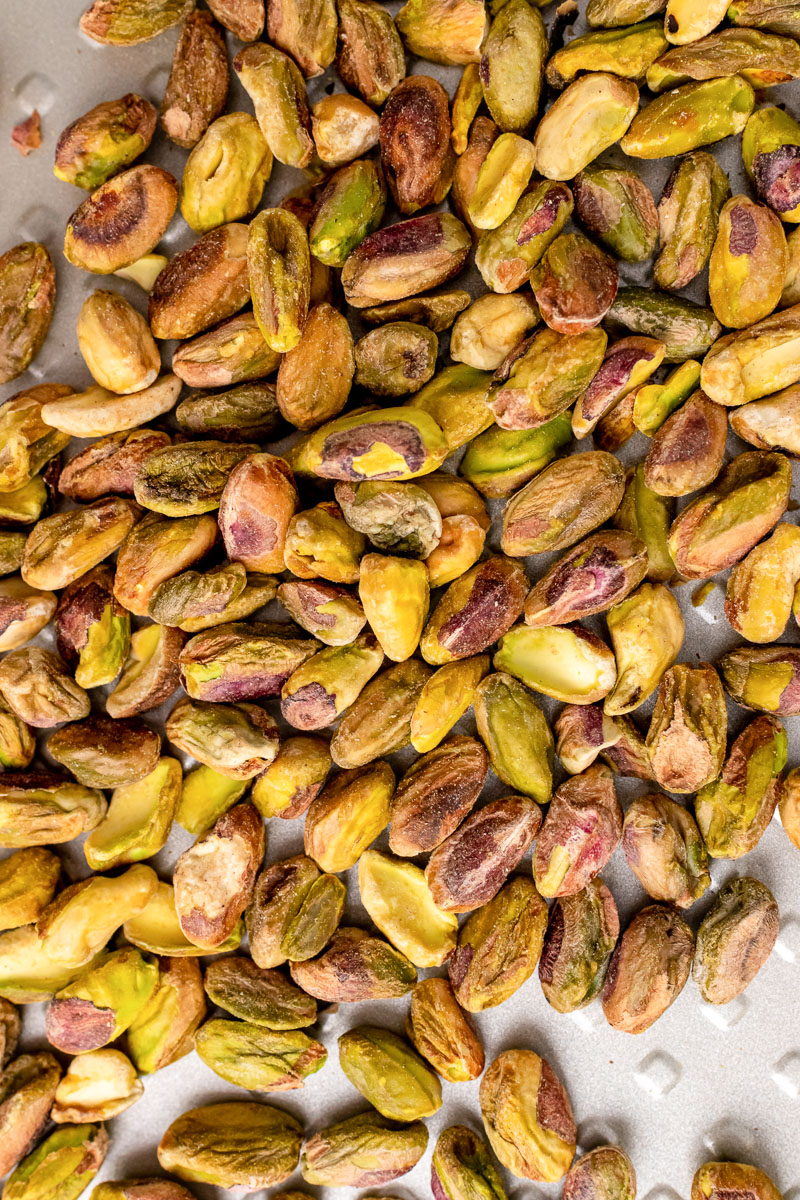close up of roasted pistachios