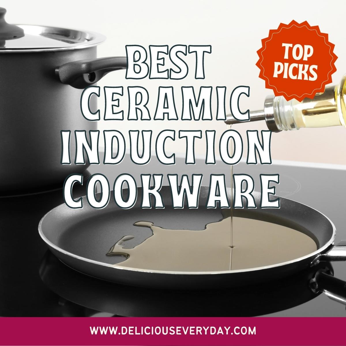 Cermalon Ceramic Induction Cooking Pots & Lid Saucepans Frying Pans Cookware Set 
