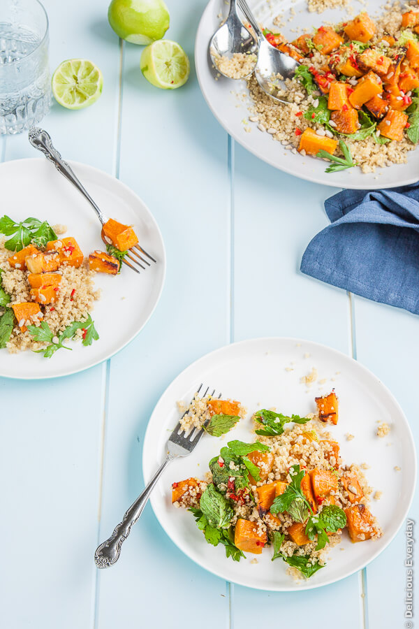Lime, Chili and Roasted Butternut Pumpkin Quinoa Salad - a vegan and gluten free recipe | DeliciousEveryday.com