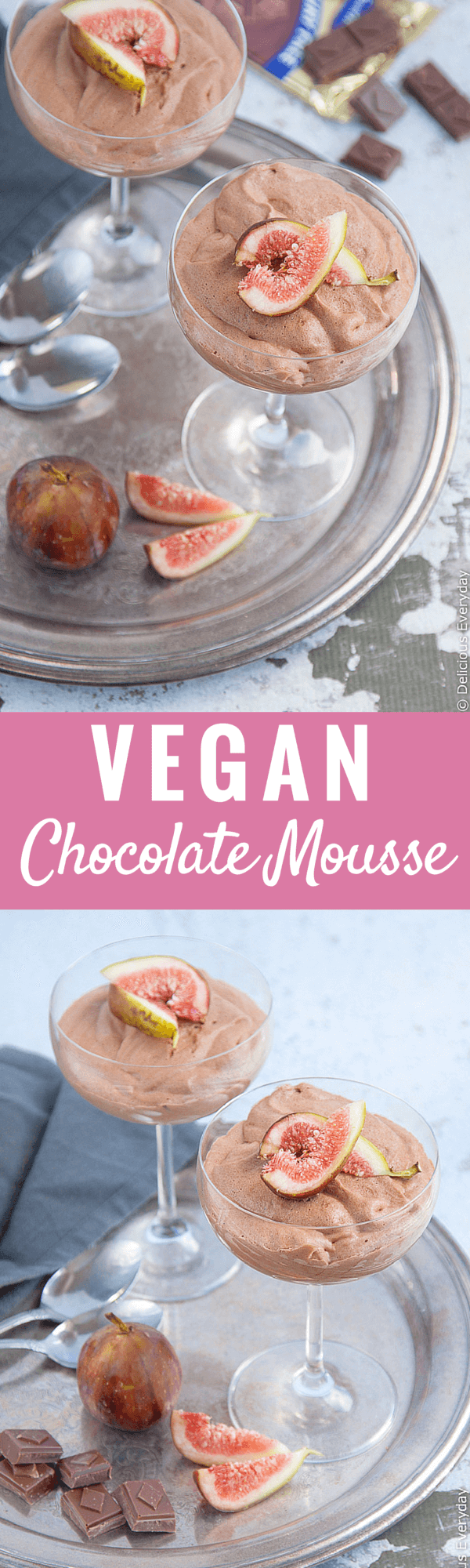 Get the recipe for this unbelievably light and fluffy VEGAN chocolate mousse. You'll never guess the secret ingredient, and it's one you probably already have in your pantry! | Click for the recipe