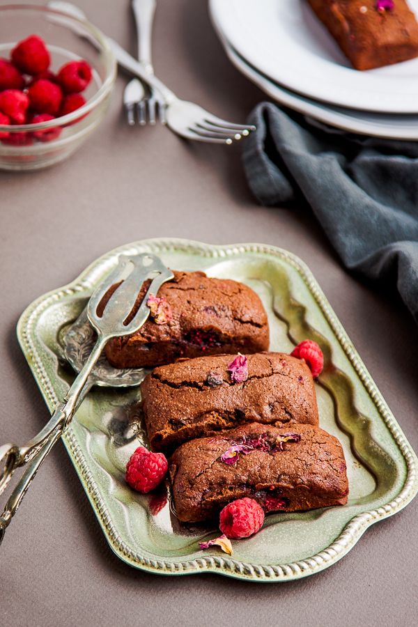 Chocolate Raspberry Friands with a splash of beautifully perfumed rosewater | Get the recipe at deliciouseveryday.com