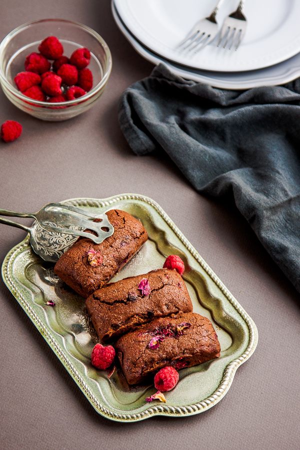 Chocolate Raspberry Friands with a splash of beautifully perfumed rosewater | Get the recipe at deliciouseveryday.com