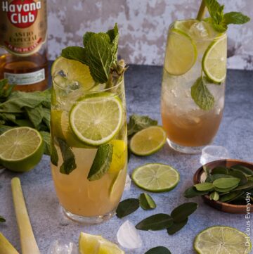 This Lemongrass, Kaffir Lime and Ginger Mojito is a beautiful update to the classic. Ginger adds a punchy kick while the lemongrass and kaffir lime add a lovely floral note. | Click for the recipe