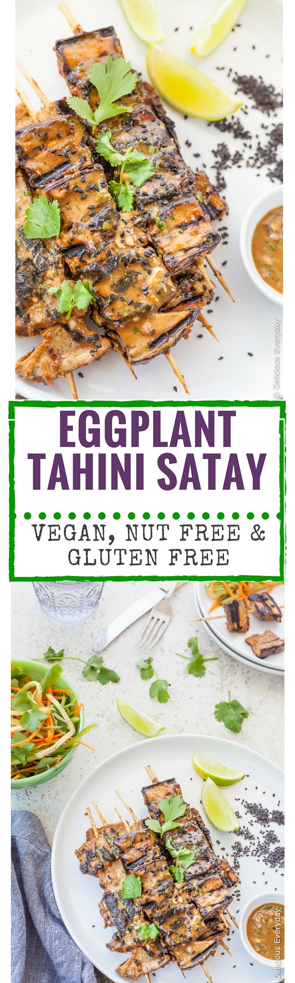 These Grilled Eggplant Kebabs are grilled until soft and lightly caramelised in a tahini satay marinade. A fun twist on the traditional satay recipes that is vegan, nut free & gluten free.