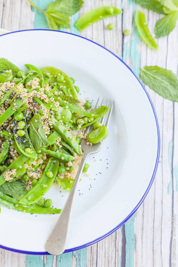 Green Spring Salad with Quinoa and a Lemon Mustard Dressing - this gorgeous vegan and gluten free salad is the perfect way to celebrate the arrival of spring