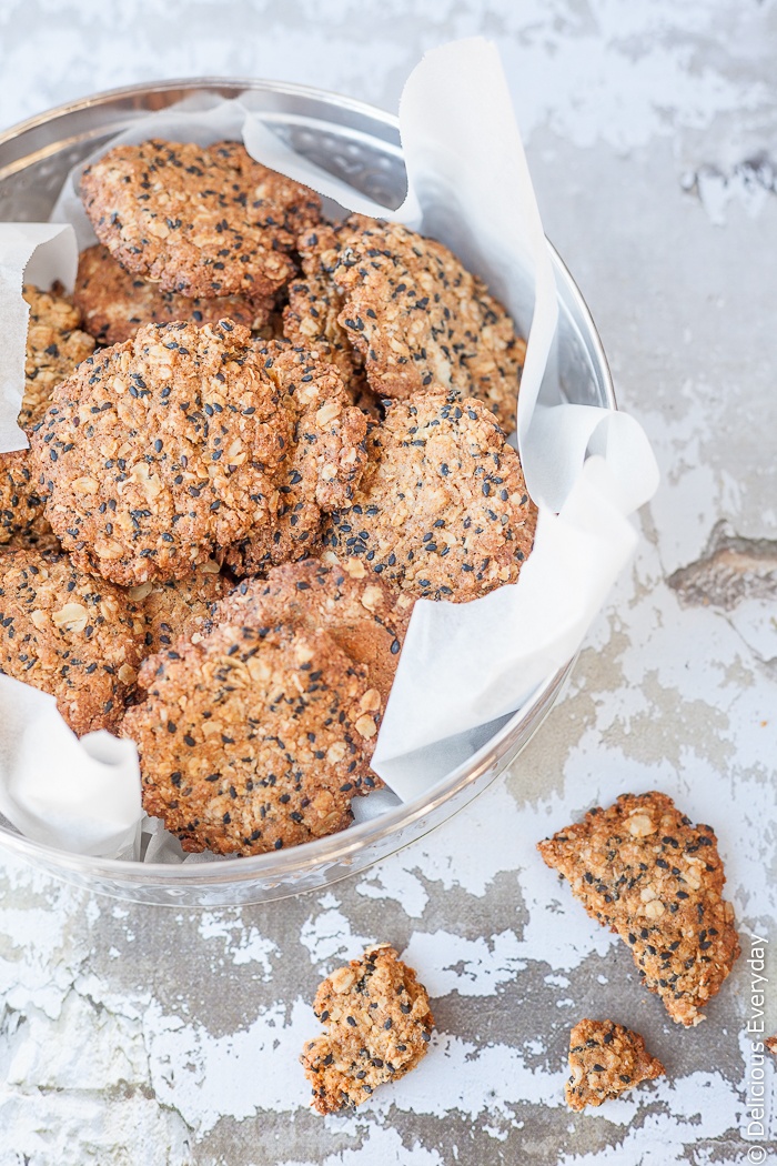Sweet and salty tahini cookies recipe - Not too sweet, with a hint of saltiness these sesame tahini cookies are perfect for afternoon snacking. | DeliciousEveryday.com