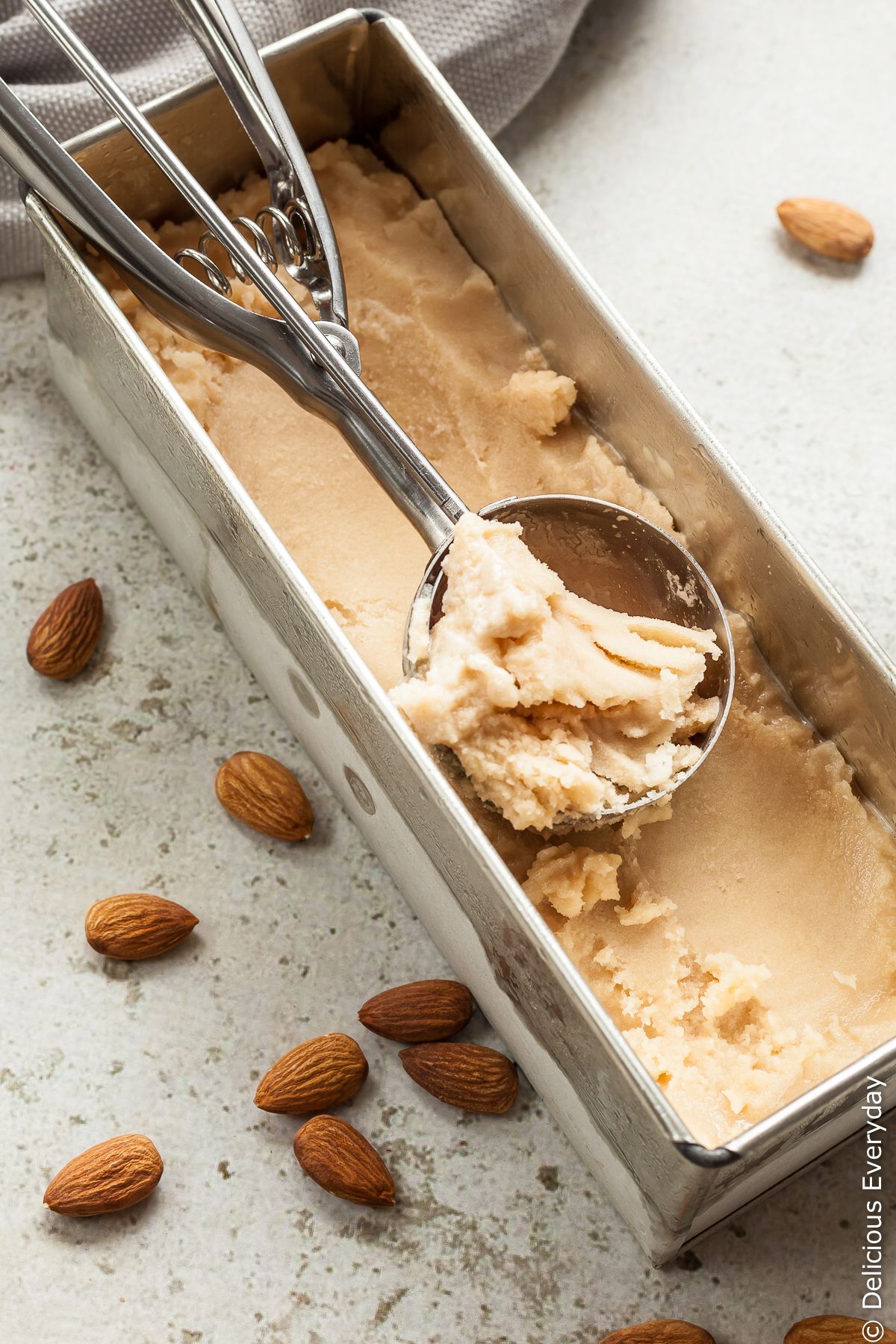 With a deep nutty, bordering on coffee/chocolate flavour, this Toasted Almond Milk Sorbet will be one you'll make again and again!