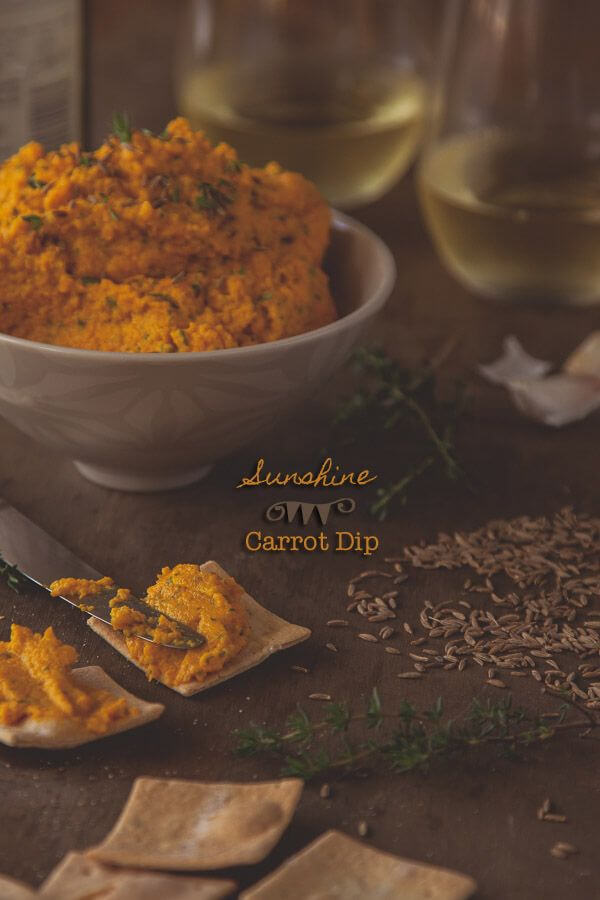 Sunshine Carrot Dip Recipe - this beautiful dip will bring sunshine to even the cloudiest day. Sweet carrots, honey, feta and herbs make this vegetarian dip wonderful whatever the weather. | Get the recipe at DeliciousEveryday.com